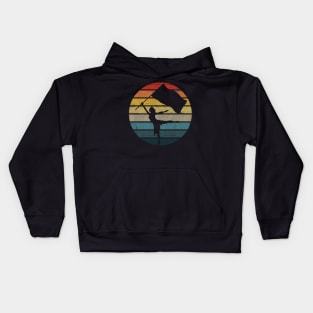 Colour Guard Silhouette On A Distressed Retro Sunset product Kids Hoodie